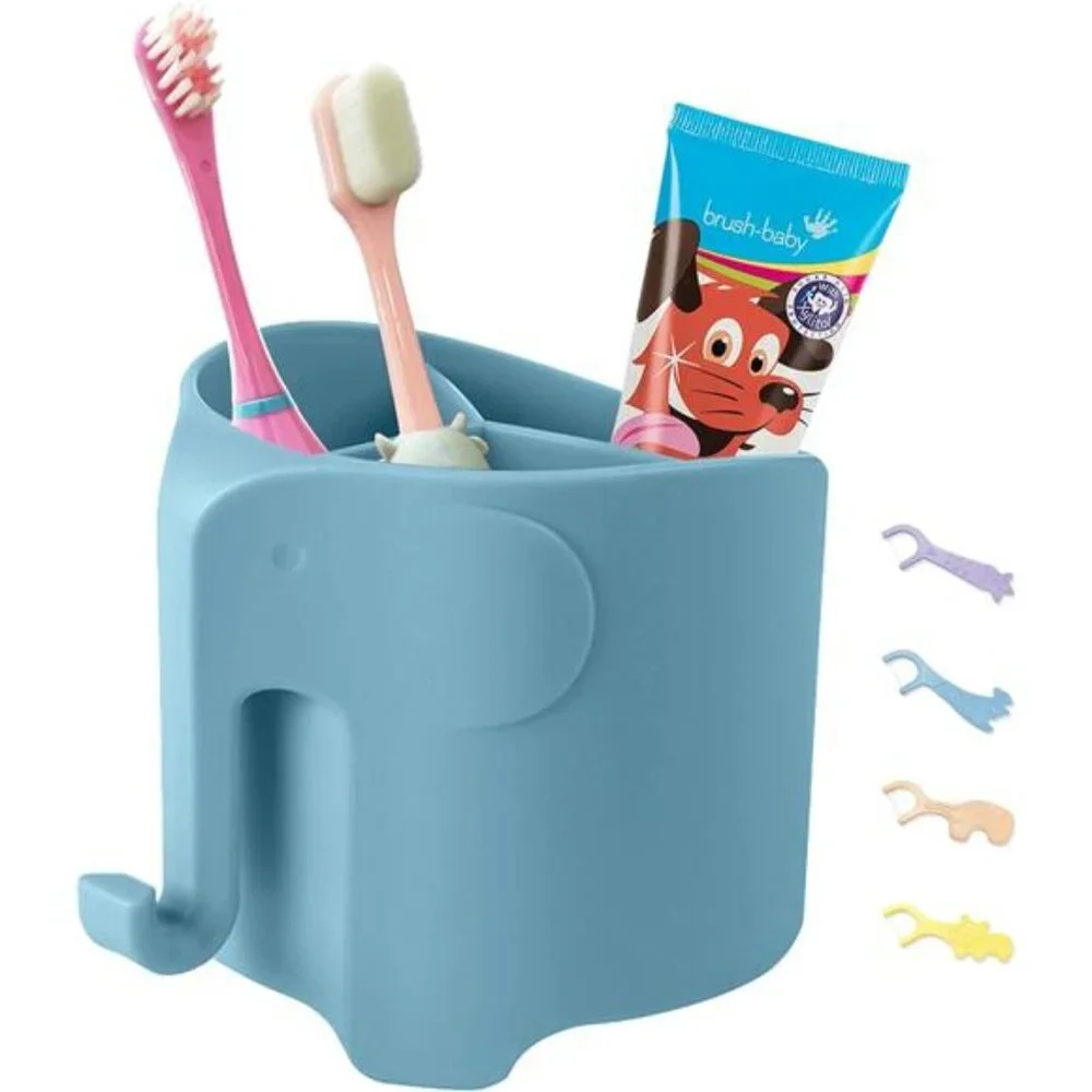 Kids Toothbrush Holder Elephant Bathroom Organizer Suction Wall Toddler Hook